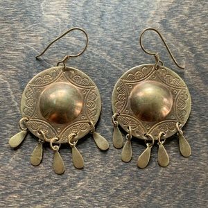 Antique metal “shield” earrings
